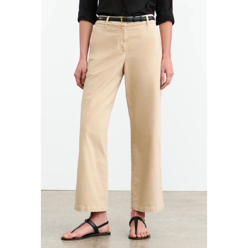 NEW Nili Lotan Pants Womens 4 Nohan Pant Wide Leg Cotton Beige NWT MSRP $430.00